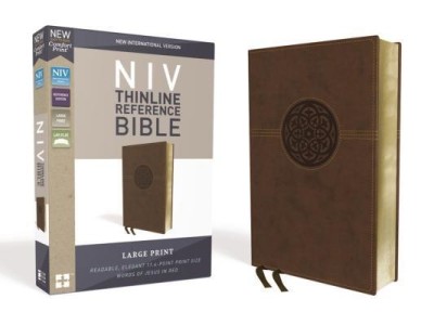 NIV, Thinline Reference Bible, Large Print, Imitation Leather, Brown, Red Letter Edition, Comfort Print foto