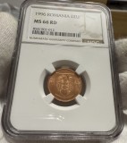 1 Leu 1996 Romania, NGC MS66RD, cea mai rara din serie, Tiraj: 272.000 buc