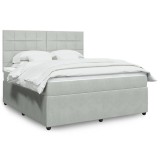 VidaXL Pat box spring cu saltea, gri deschis, 180x200 cm, catifea 3294706