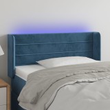 Cumpara ieftin Tăblie de pat cu LED, albastru &icirc;nchis, 103x16x78/88 cm, catifea