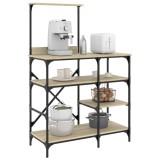 vidaXL Raft brutărie, stejar sonoma, 90x40x132 cm lemn prelucrat/metal