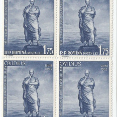 |Romania, LP 440/1957, 2000 de ani de la na;terea lui Ovidiu, bloc de 4, MNH