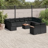Cumpara ieftin Gossi set mobilier de gradina cu perne, 13 piese, negru, poliratan