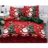 Lenjerie Pat cu 6 piese Bumbac Finet, Model de Craciun - PUC168