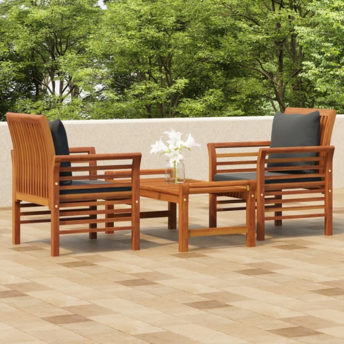 Gossi set mobilier de gradina cu perne, 3 piese, lemn masiv acacia