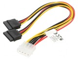 Cablu alimentare SATA Molex tată la SATA 15pin mamă x2, 0,3m, Lanberg