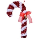 Ornament Brad de Crăciun, Tinsel, Baston, Roșu și Alb, 16cm, Plastic, Oem