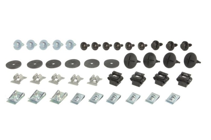 Set fixare scut motor Audi A6 05.1901/06.2005, A6 05.2008/10.2011, TT 10.1906; set 42 buc, fixare scut sub motor, 4A0805121, 4A0805121C, 4A0805137,