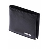 Portofel barbati din piele naturala, negru, 11 x 9 cm, 590N, NANO BELT