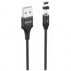 Cablu Date si Incarcare USB la Lightning HOCO U76 Magnetic, 2.4A, 1.2 m, Negru
