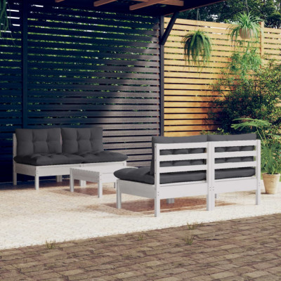 Set mobilier gradina cu perne antracit, 5 piese, lemn de pin GartenMobel Dekor foto