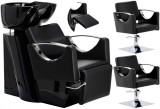 Set Scafă coafor profesională unitate de spălare model Luna + 2 x scaune de coafură hidraulic pivotant pentru picioare și accesorii bol ceramic