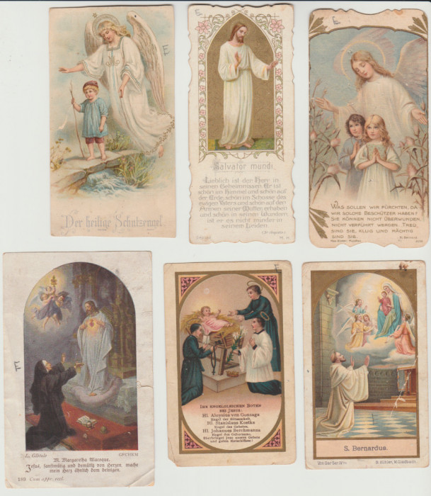 Lot 6 iconite germane catolice de rugaciune sfintite 1898-1919, litografiate