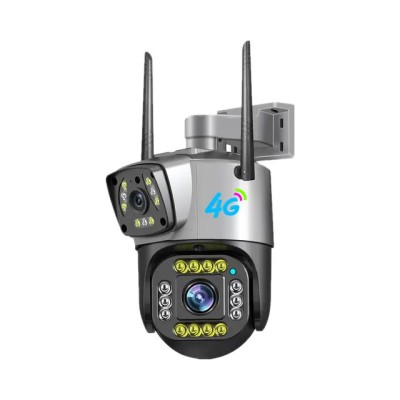 Camera de Supraveghere IP Dubla Inteligenta 4G, Zoom Optic 10x, 4K, 8MP,1080P, Night Vision, Detectie Miscare si Urmarire, Rezistenta la Apa, Aplicati foto