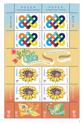 ROMANIA 2023 Europa CEPT - PACEA minicoala cu 8 timbre + 2 tabsuri LP.2416 MNH** foto