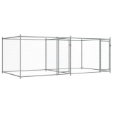 Cumpara ieftin Cusca pentru caini cu usi, gri, 4x2x1,5 m, otel galvanizat