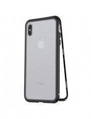 Husa protectie iPhone XS MAX magnetica, din sticla securizata, negru, Gonga foto