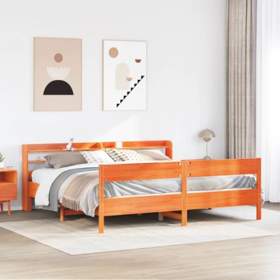vidaXL Cadru de pat fără saltea, maro ceruit 180x200 cm lemn masiv pin 3306920 foto