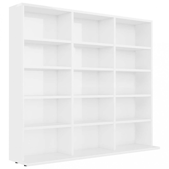 Dulap de CD-uri alb extralucios, 100x23x89,5 cm, lemn prelucrat