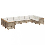 Cumpara ieftin Set canapele de gradina cu perne, 10 piese, bej, poliratan