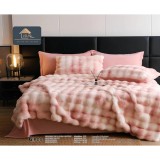 Cumpara ieftin Lenjerie Cocolino Cu Blanita de Iepure Pentru Pat Dublu, 6 piese, Roz Pestrit - JO951