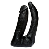 Dildo Dublu Firmskyn Compatibil Vac-U-Lock Negru