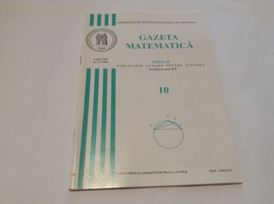 GAZETA MATEMATICA NR 10/ 2009 RF21/2 foto