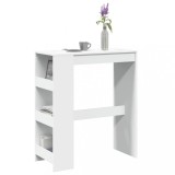 Cumpara ieftin Masă de bar cu rafturi, alb, 90x40x103,5 cm, lemn prelucrat