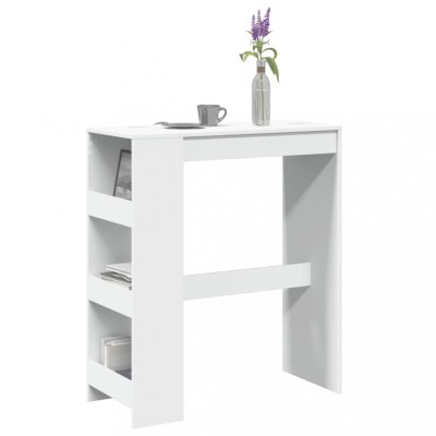 Gossi masa de bar cu rafturi, alb, 90x40x103,5 cm, lemn prelucrat foto