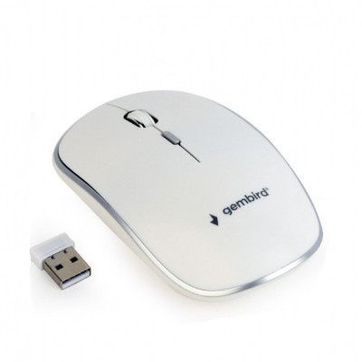 Mouse wireless Gembird MUSW-4B-01-W, USB Nano receiver, 1600 DPI, Alb foto