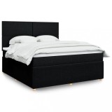 Cumpara ieftin Gossi pat box spring cu saltea, negru, 180x200 cm, catifea
