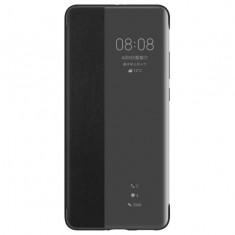 Husa de protectie telefon Huawei P40, Smart View Cover, Poliuretan, Negru