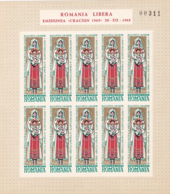 ROMANIA EXIL 1965 - MINICOALA - CRACIUN - DANTELATA - MNH foto