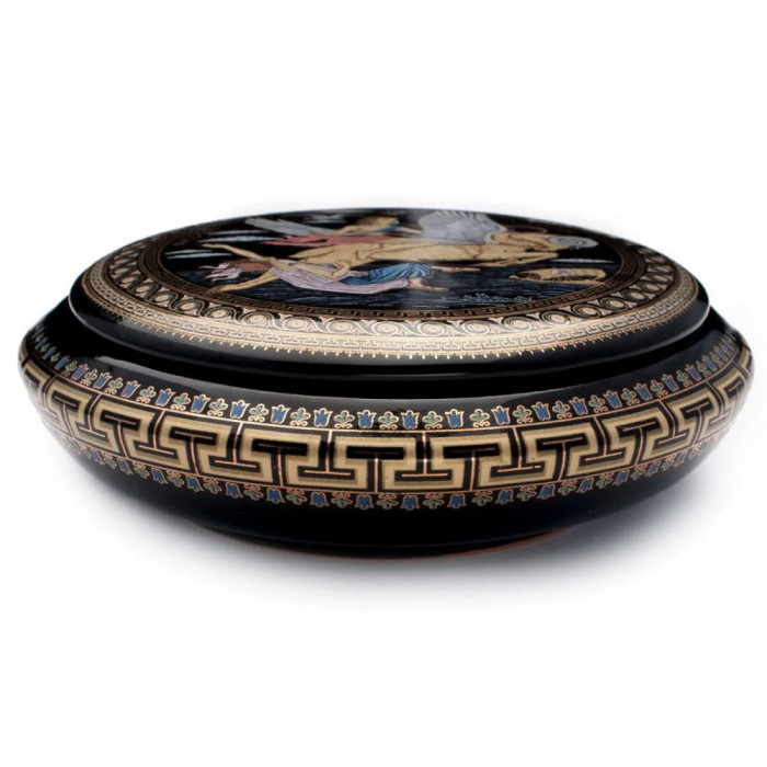 Caseta Bijuterii Ceramica Grecia 12cm Cu Foita de Aur 24k COD: 523