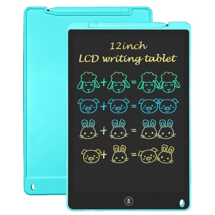 Tableta grafica Edman TB-12 pentru scris si desenat cu stylus, protectie ochi, rezistenta la apa si socuri, display LCD multicolor 12 inch, Albastru