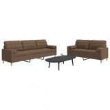 VidaXL Set de canapele cu perne decorative, 2 piese, maro, textil