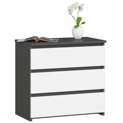 Comoda, placa laminata, 3 sertare, gri si alb, 60x35x57 cm GartenVIP DiyLine foto