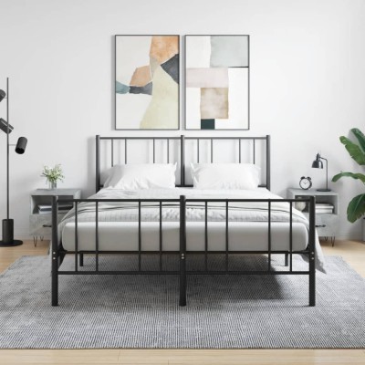 vidaXL Noptiere, 2 buc., gri beton, 40x35x47,5 cm, lemn compozit foto