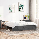 Cadru de pat, gri, 140x190 cm, lemn masiv, vidaXL