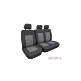 Huse Auto Textil 2+1 Premium Scaun Sofer si Bancheta Stanga, Negru si Gri cod 105