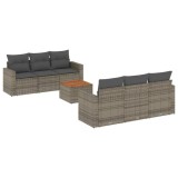 Cumpara ieftin Set canapele de gradina, 7 piese, cu perne, gri, poliratan