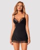 Set Lenjerie Sexy Bella Rou: Cămașă Noapte + Chilot Asortat, Dantelă, Bretele Ajustabile, XS/S, Orion