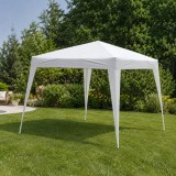 Cumpara ieftin Pavilion pentru gradina/terasa, cadru metalic, material Oxford, pliabil, cu geanta, alb, 3x3x2.4 m