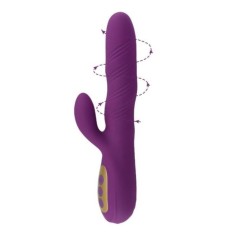 Vibrator Iepuras Lizzie, Vibrating&amp;Twisting, 10+4 Moduri Stimulatoare, Silicon, USB Magnetic, Violet, 24 cm, Mokko Toys, Good Vibes