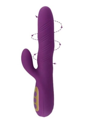 Vibrator Iepuras Lizzie, Vibrating&amp;amp;Twisting, 10+4 Moduri Stimulatoare, Silicon, USB Magnetic, Violet, 24 cm, Mokko Toys, Good Vibes foto