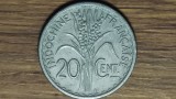Indochina franceza - moneda coloniala de colectie - 20 centimes / cents 1941 AUNC - superba !