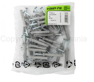 Diblu cap inecat cu surub cui Technox - 6x 40 Polipropilena Gri - 40 buc/Punga Plastic foto