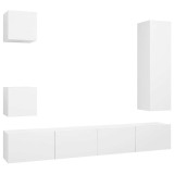 Cumpara ieftin Set dulapuri TV, 5 piese, alb, lemn prelucrat