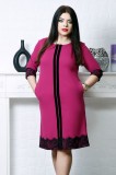 Cumpara ieftin Rochie usor evazata accesorizata cu dantela si catifea fucsiaMarimea