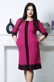 Cumpara ieftin Rochie usor evazata accesorizata cu dantela si catifea fucsia - 40Marimea, Yves